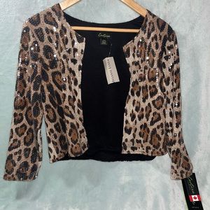 Brand New Leopard Print Sequin Cardigan